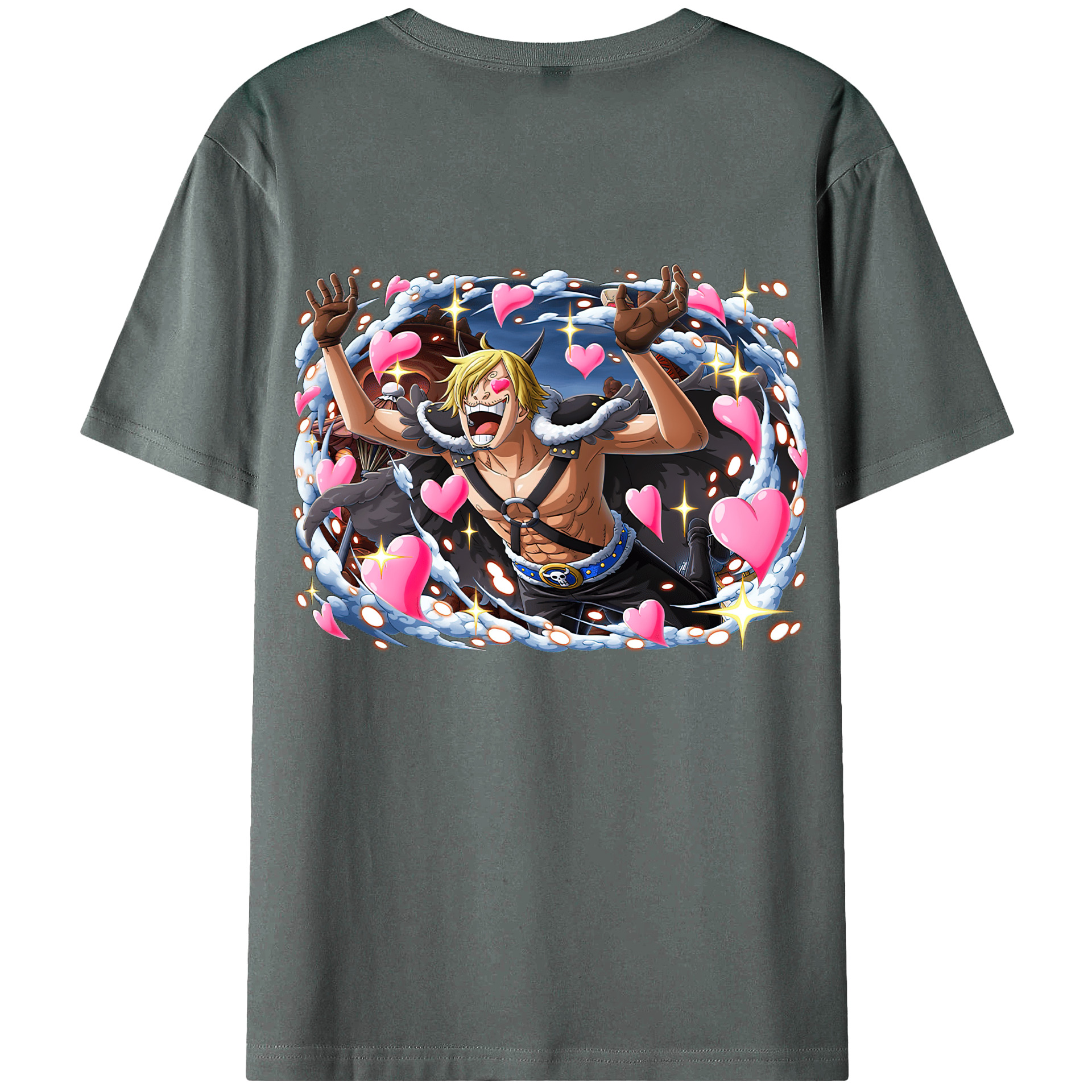 （画像用） ワンピース サンジ ONE PIECE Sanji 綿100％ メンズ半袖Tシャツ（バックプリント） 通気性